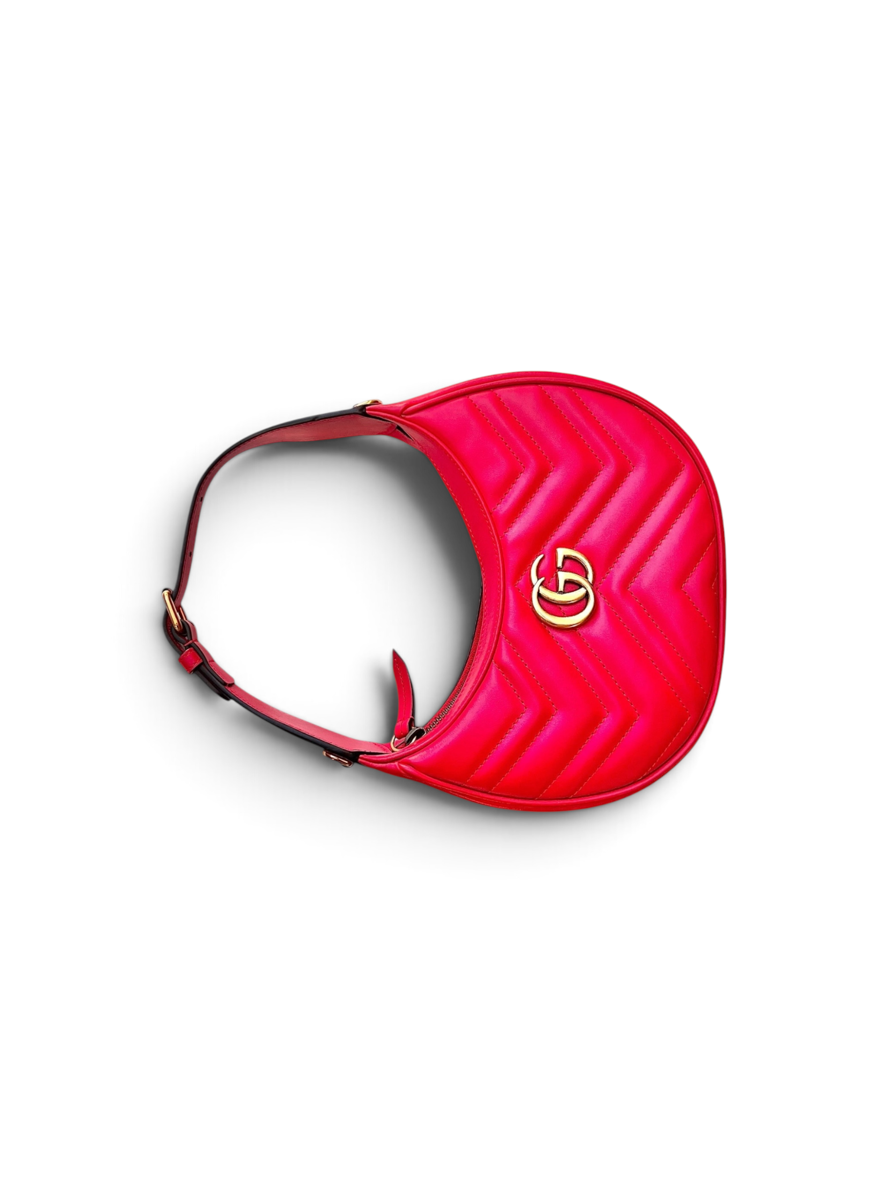 Borsa a spalla shapemilano GUCCI hobo rossa in pelle matelassé chevron con logo dorato e manico regolabile
